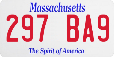 MA license plate 297BA9