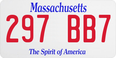 MA license plate 297BB7