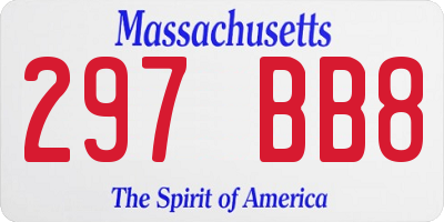MA license plate 297BB8