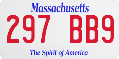 MA license plate 297BB9