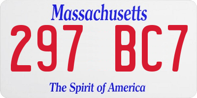 MA license plate 297BC7