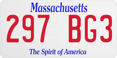 MA license plate 297BG3