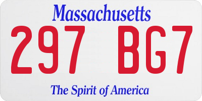 MA license plate 297BG7