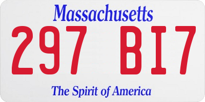 MA license plate 297BI7