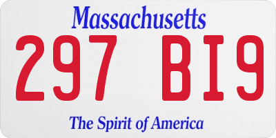 MA license plate 297BI9