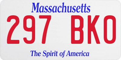 MA license plate 297BK0
