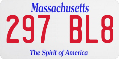 MA license plate 297BL8