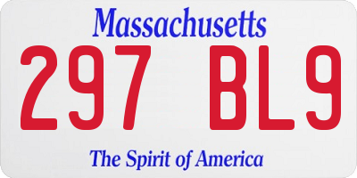 MA license plate 297BL9