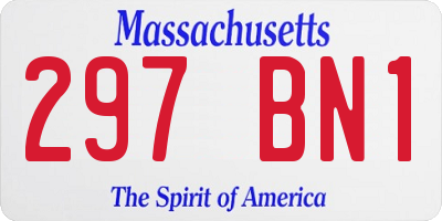 MA license plate 297BN1