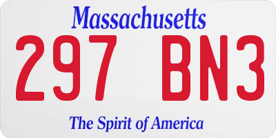 MA license plate 297BN3