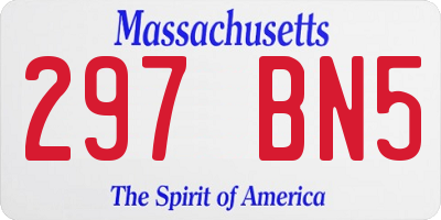 MA license plate 297BN5