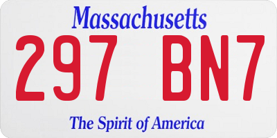 MA license plate 297BN7