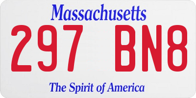 MA license plate 297BN8