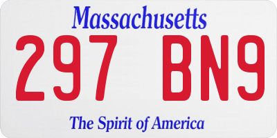 MA license plate 297BN9