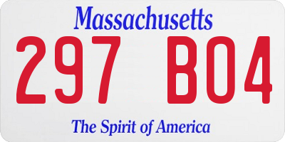 MA license plate 297BO4