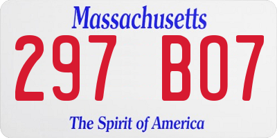 MA license plate 297BO7