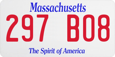 MA license plate 297BO8