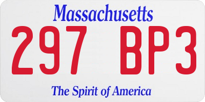 MA license plate 297BP3