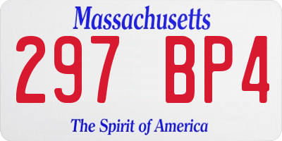 MA license plate 297BP4