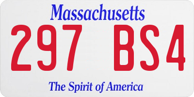 MA license plate 297BS4