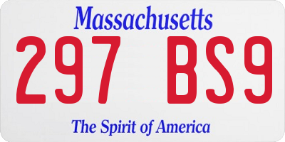 MA license plate 297BS9