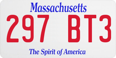 MA license plate 297BT3
