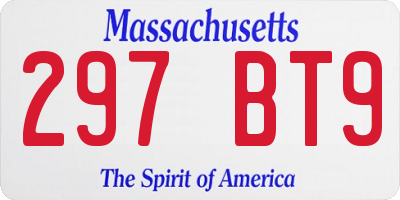 MA license plate 297BT9