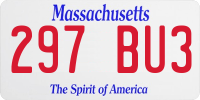 MA license plate 297BU3