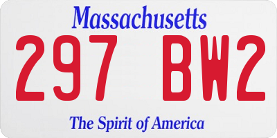 MA license plate 297BW2