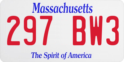 MA license plate 297BW3