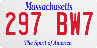 MA license plate 297BW7