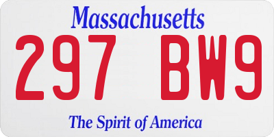 MA license plate 297BW9