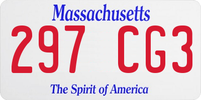 MA license plate 297CG3