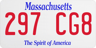 MA license plate 297CG8