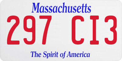 MA license plate 297CI3
