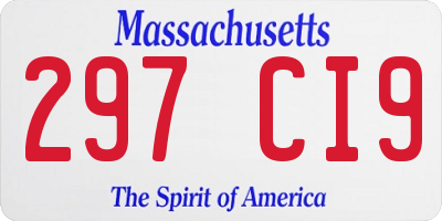 MA license plate 297CI9