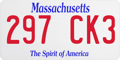 MA license plate 297CK3