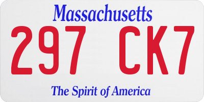 MA license plate 297CK7