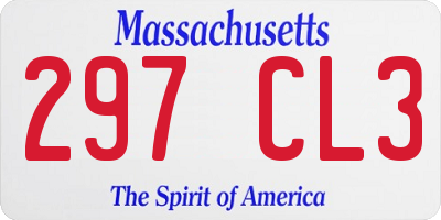 MA license plate 297CL3