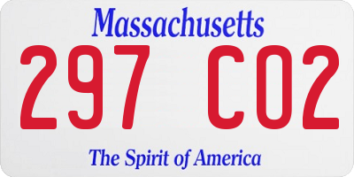MA license plate 297CO2