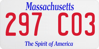 MA license plate 297CO3