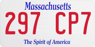 MA license plate 297CP7