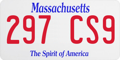 MA license plate 297CS9