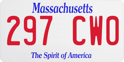 MA license plate 297CW0