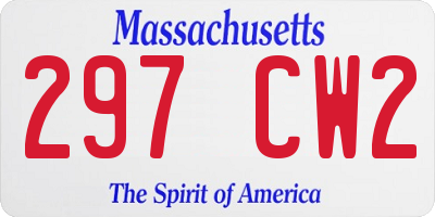 MA license plate 297CW2
