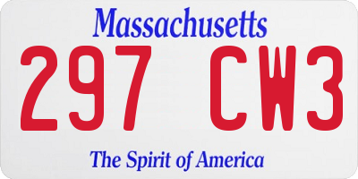 MA license plate 297CW3