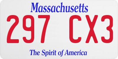 MA license plate 297CX3