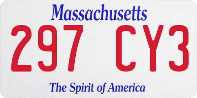 MA license plate 297CY3