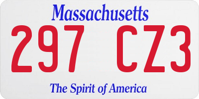 MA license plate 297CZ3