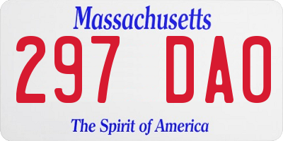 MA license plate 297DA0